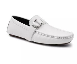 Aston Marc Shoes Men's Size 8 White Charter-02 Synthetic Driving Loafers Slip On